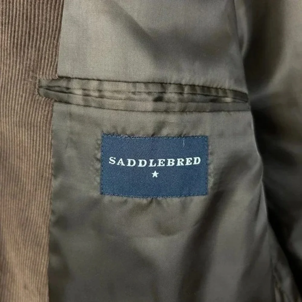 Saddlebred Blazer Mens 50R Sport Coat Brown Corduroy Cotton Lined EUC